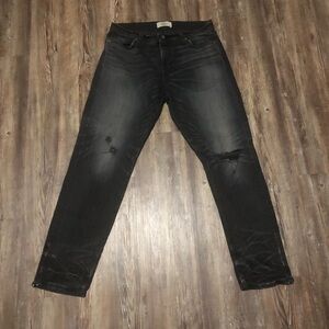 Baldwin Jeans Women's 27 Kennedy Low Rise Boyfriend Black Distressed Denim